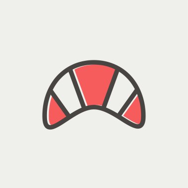 Lezzetli fırında kruvasan ince çizgi simgesi