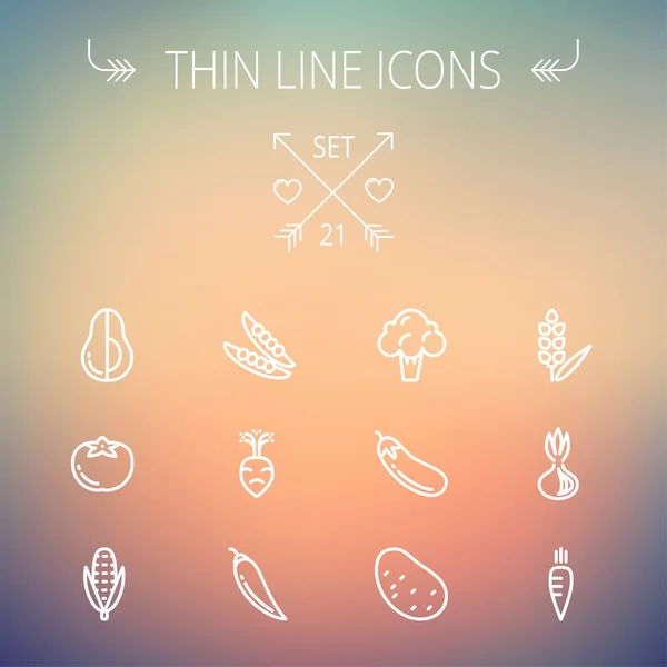 Food and drink thin line icon set — Stock Vector