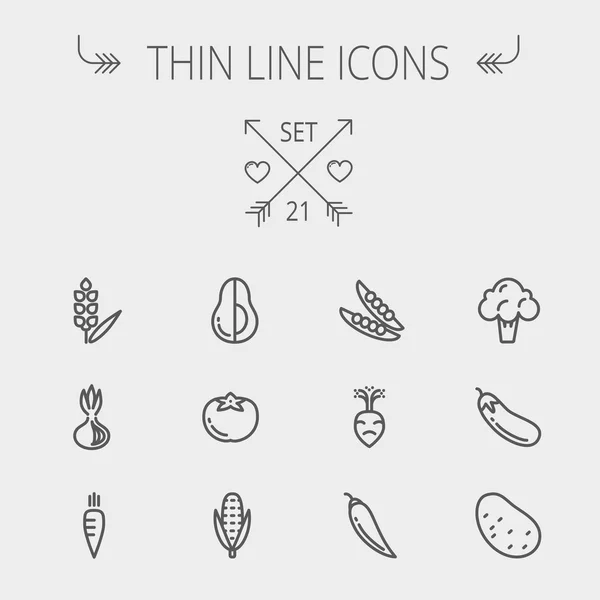 Food and drink thin line icon set — Stock Vector