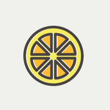 Dilimlenmiş limon ince çizgi simgesini