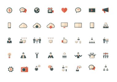 Düz simgeler kümesi teknoloji.