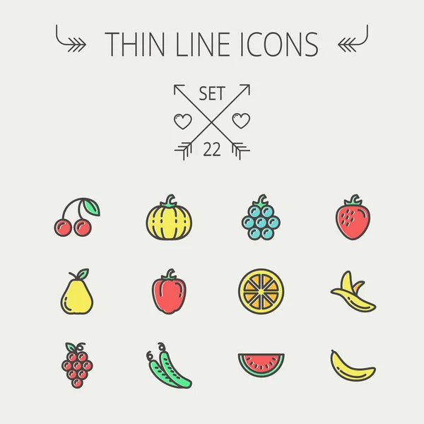 Food and drink thin line icon set — Stock Vector