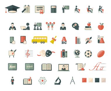 Set of school and education flat icons