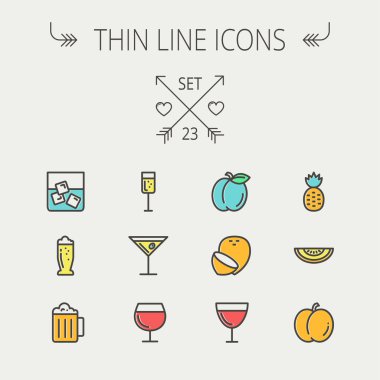 Yiyecek ve içecek ince çizgi Icon set