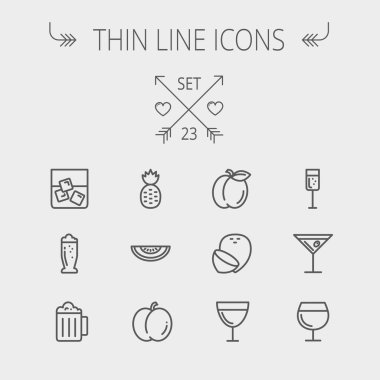 Yiyecek ve içecek ince çizgi Icon set