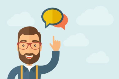 Adam iki konuşma kabarcıklar simgesini işaret