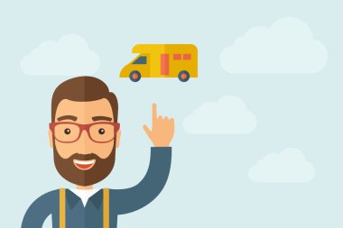 Teslimat van simgesini işaret eden adam