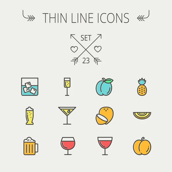 Food and drink thin line icon set — Stock Vector