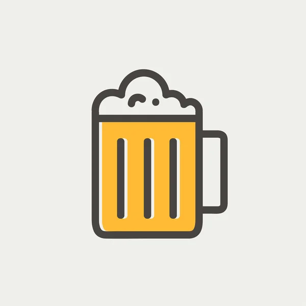 Кружка пива тонкой линии значок — стоковый вектор