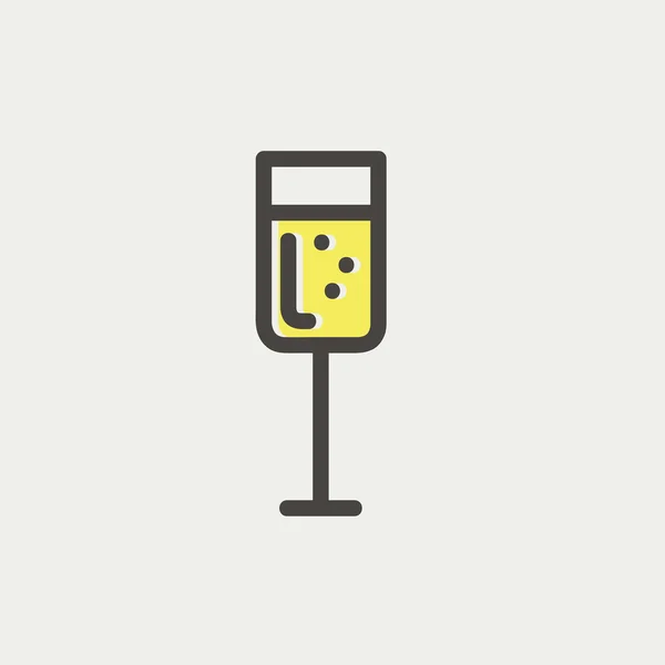 Glas champagne dunne lijn pictogram — Stockvector