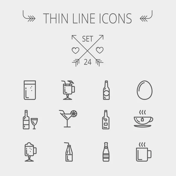 Conjunto de iconos de línea delgada de comida y bebida — Vector de stock