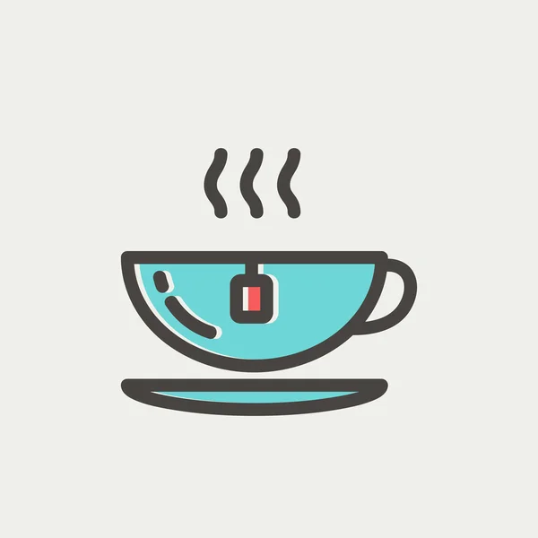 Tè caldo in una tazza icona linea sottile — Vettoriale Stock