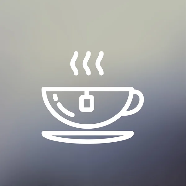 Té caliente en un icono de línea delgada taza — Vector de stock