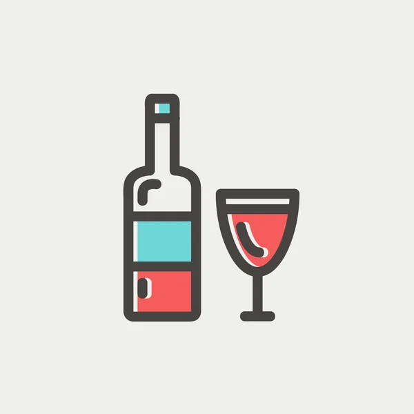 Fles whisky of een glas dunne lijn pictogram — Stockvector