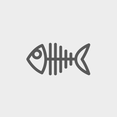 Balık iskelet ince satırı simgesi