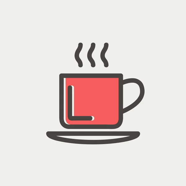 Kopje warme koffie dunne lijn pictogram — Stockvector
