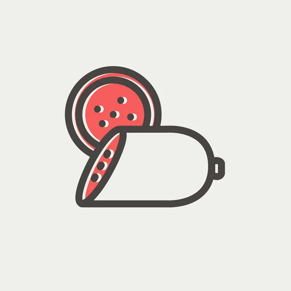 Sliced sausage thin line icon — Stock Vector