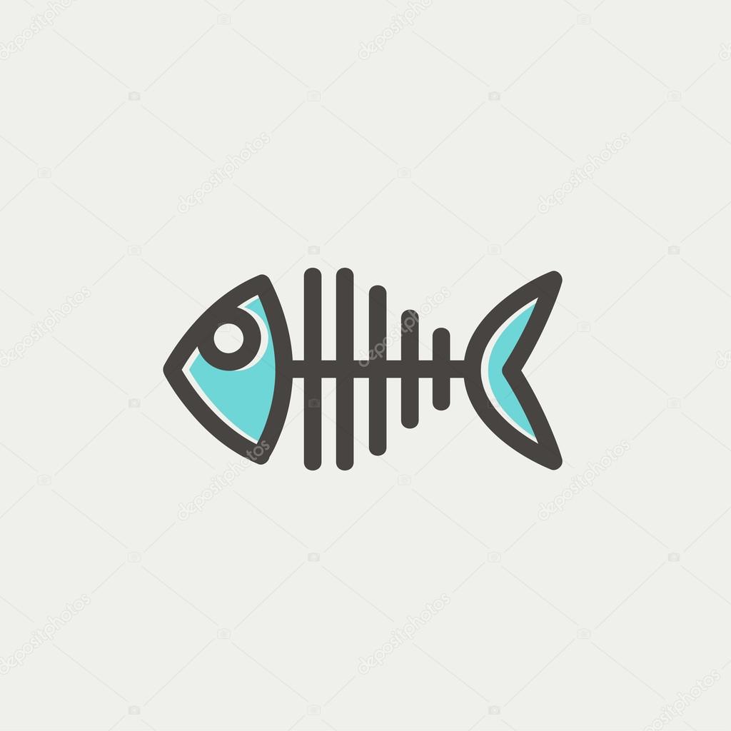 Fish skeleton thin line icon