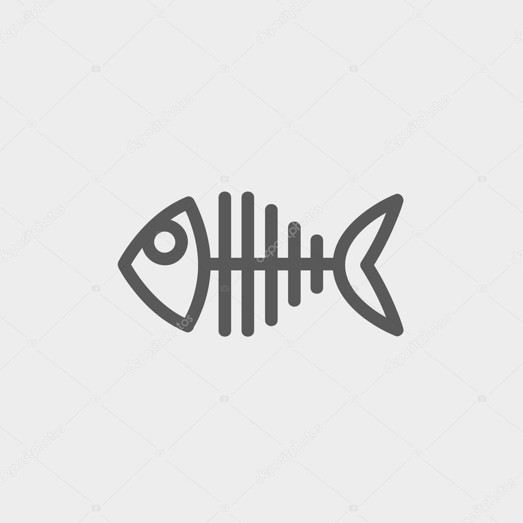 Fish skeleton thin line icon