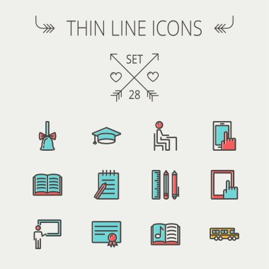 Eğitim ince çizgi Icon set