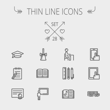 Eğitim ince çizgi Icon set