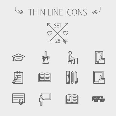 Education thin line icon set clipart