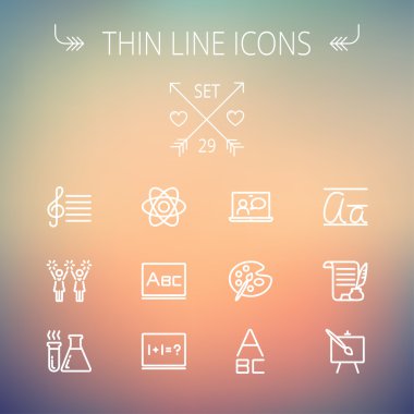 Eğitim ince çizgi Icon set