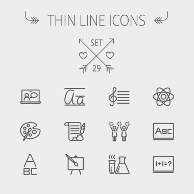 Eğitim ince çizgi Icon set