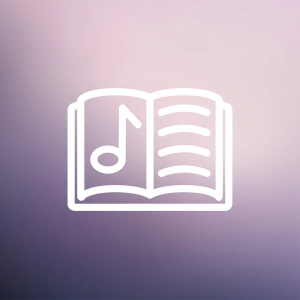 Libro musical icono de línea delgada — Vector de stock