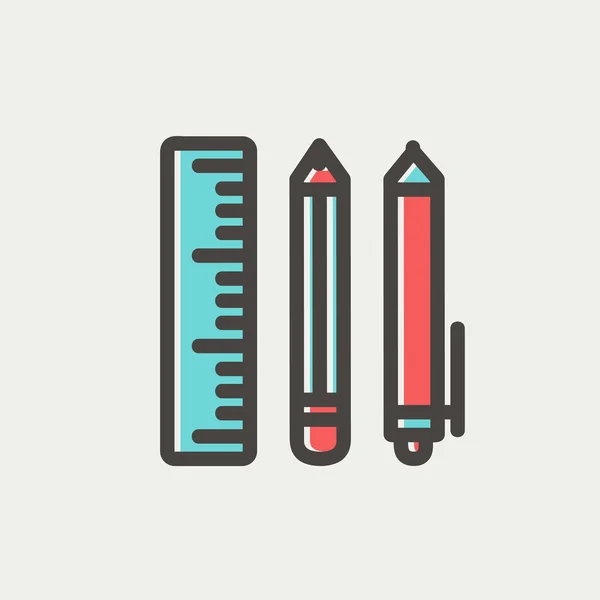 Escola fornece ícone de linha fina — Vetor de Stock