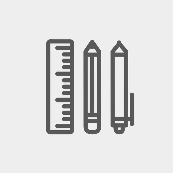 School supplies thin line icon — Stock Vector