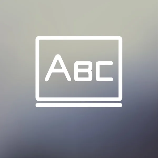 Letras grandes ABC en el icono de línea delgada pizarra — Vector de stock