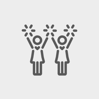 Ponpon kızlar ince çizgi simgesi