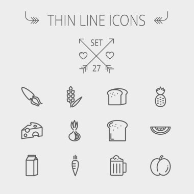 Yiyecek ve içecek ince çizgi Icon set