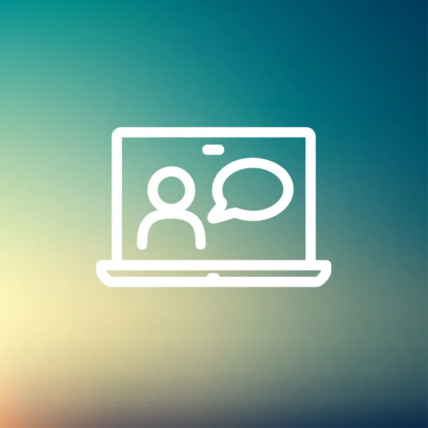 Video chat on-line tenká čára ikona — Stockový vektor