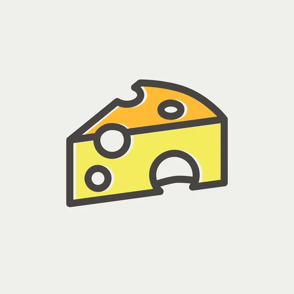 Pieza de queso icono de línea delgada — Vector de stock