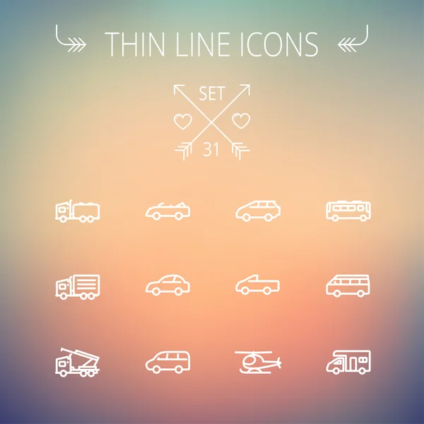 Transportation thin line icon set — Stock Vector