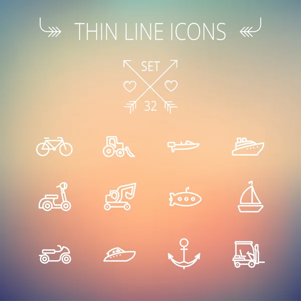 Transportation thin line icon set — Stock Vector