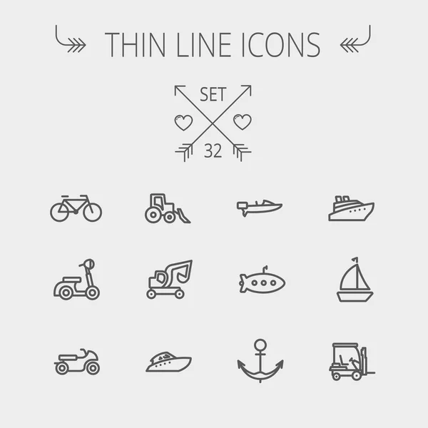 Transportation thin line icon set — Stock Vector