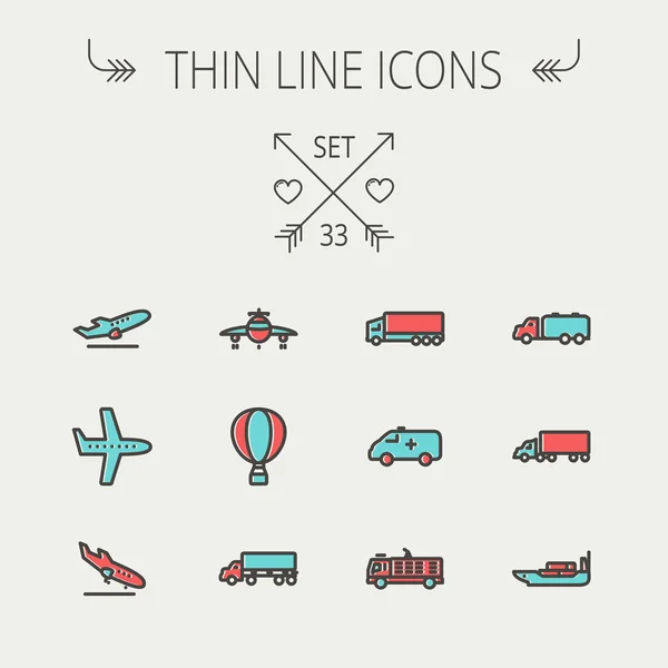 Transportation thin line icon set — Stock Vector