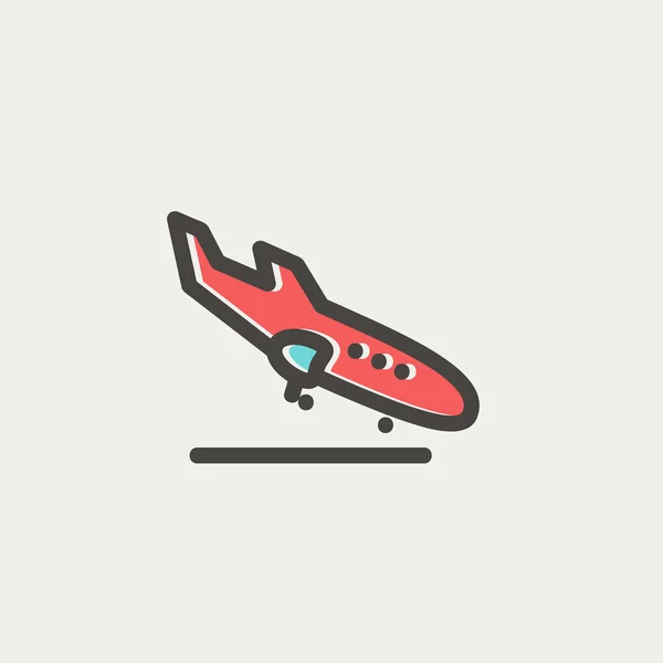 Atterrissage avion ligne mince icône — Image vectorielle