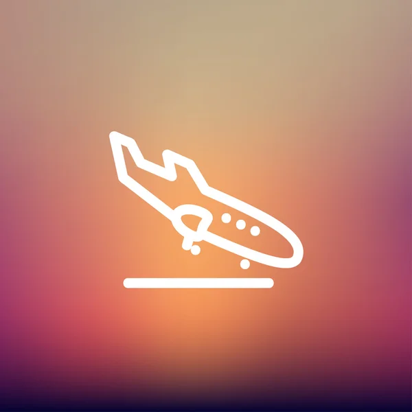 Landing airplane thin line icon — Stock Vector