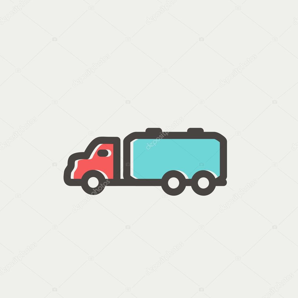 Truck liquid cargo thin line icon