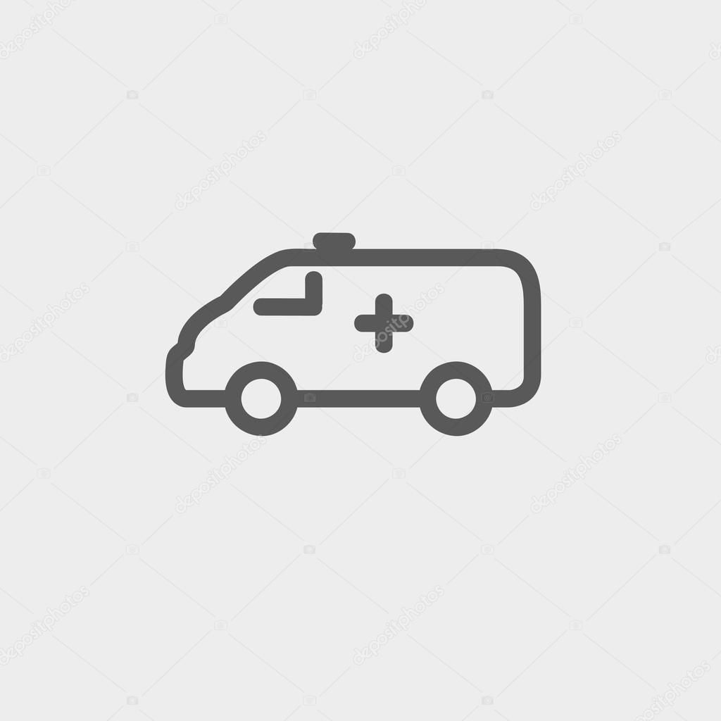 Ambulance car thin line icon