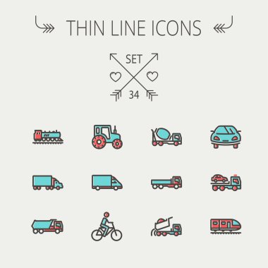 Ulaşım ince çizgi Icon set