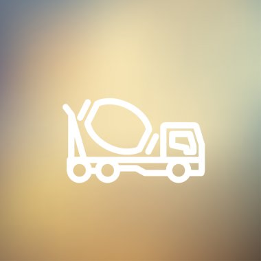 Beton Mikser kamyon ince çizgi simgesi