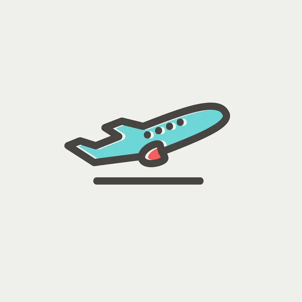 Airplane takeoff thin line icon — Stock Vector