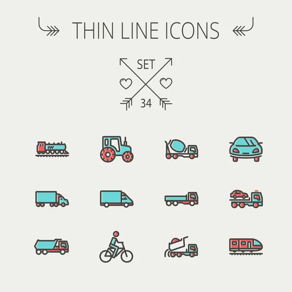 交通機関の細い線のアイコンを設定 — ストックベクタ
