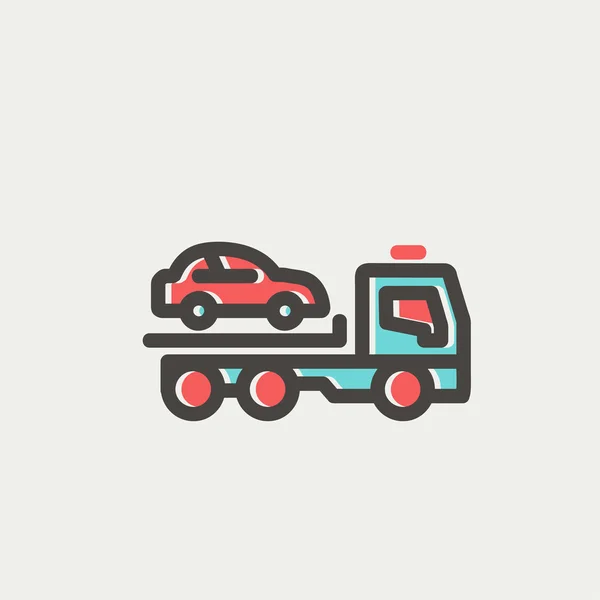 Bilen bogsering lastbil tunn linje-ikonen — Stock vektor