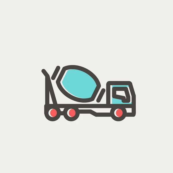 Concreto mezclador camión línea delgada icono — Vector de stock